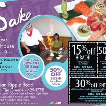 Sake Japanese Restaurant - Does not say excluding 50% off sushi days - Sushi Bars Near Me - Beavercreek, Ohio Sake Japanese Restaurant - Does not say excluding 50% off sushi days - Sushi Bars Near Me - Beavercreek, Ohio