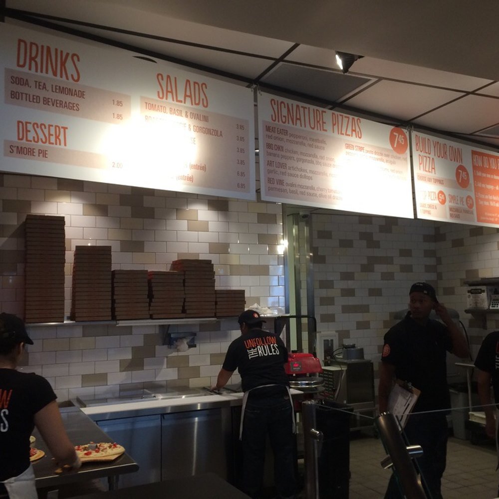 Blaze Pizza - Menu and serving assembly line - Pizza Near Me - Glendale, California Blaze Pizza - Menu and serving assembly line - Pizza Near Me - Glendale, California
