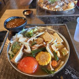 Healthy Veggie Hot Soup with Taiwanese spicy broth