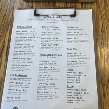 Sunny's Cafe - Menu - Breakfast & Brunch Near Me - Rancho Cucamonga, California Sunny's Cafe - Menu - Breakfast & Brunch Near Me - Rancho Cucamonga, California