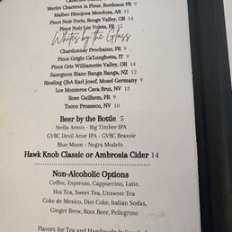 Drink menu Drink menu