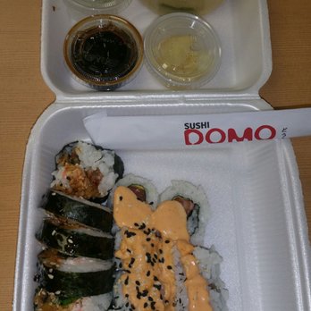 Sushi Domo - Shrimp Tempura and Spicy Salmon Roll - Sushi Bars Near Me - Arlington, Texas Sushi Domo - Shrimp Tempura and Spicy Salmon Roll - Sushi Bars Near Me - Arlington, Texas