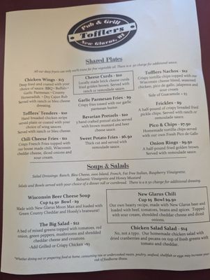 Menu photo 3 Tofflers Pub & Grill New Glarus, WI