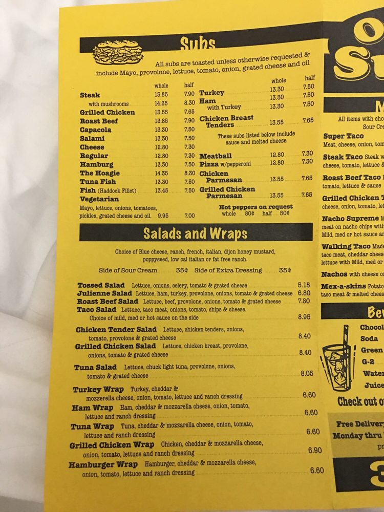 Food from On the Side Sub Shop