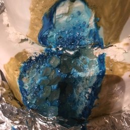 This is the crap wedding cake they made for our wedding. Everyone said it looked like an alien vomitted. Was supposed to be a geode cake This is the crap wedding cake they made for our wedding. Everyone said it looked like an alien vomitted. Was supposed to be a geode cake
