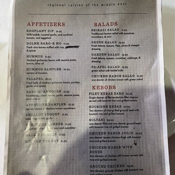 Caspian Restaurant - Menu 1 - Mediterranean Near Me - Mountain View, California