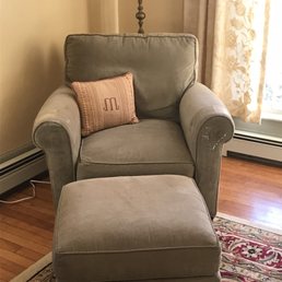 Pottery Barn sage chair / ottoman