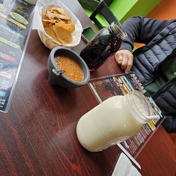 Huaraches Mexican Restaurant - Horchata, Jamaica in the Mason jars. They are big jars. Salsa and chips. 10/10 - Mexican Near Me - Chicago, Illinois Huaraches Mexican Restaurant - Horchata, Jamaica in the Mason jars. They are big jars. Salsa and chips. 10/10 - Mexican Near Me - Chicago, Illinois