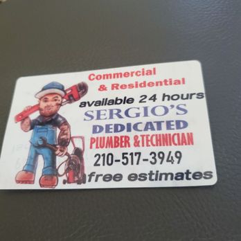 Sergio's Dedicated Plumber and Technician - Business card. - Plumbing Near Me