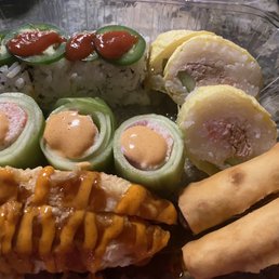 3 rolls, the stuffed jalapeños and 2-super mini egg rolls 3 rolls, the stuffed jalapeños and 2-super mini egg rolls