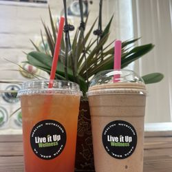 Live It Up Wellness - A tea bomb peach ring and PBJ shake