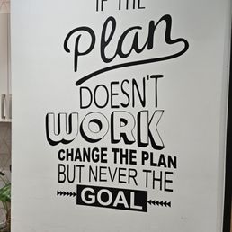 Inspirational quotes found throughout the space.