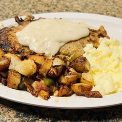 Mossman's Westchester Restaurant - Country fried steak, and egg whites w/ country potatoes