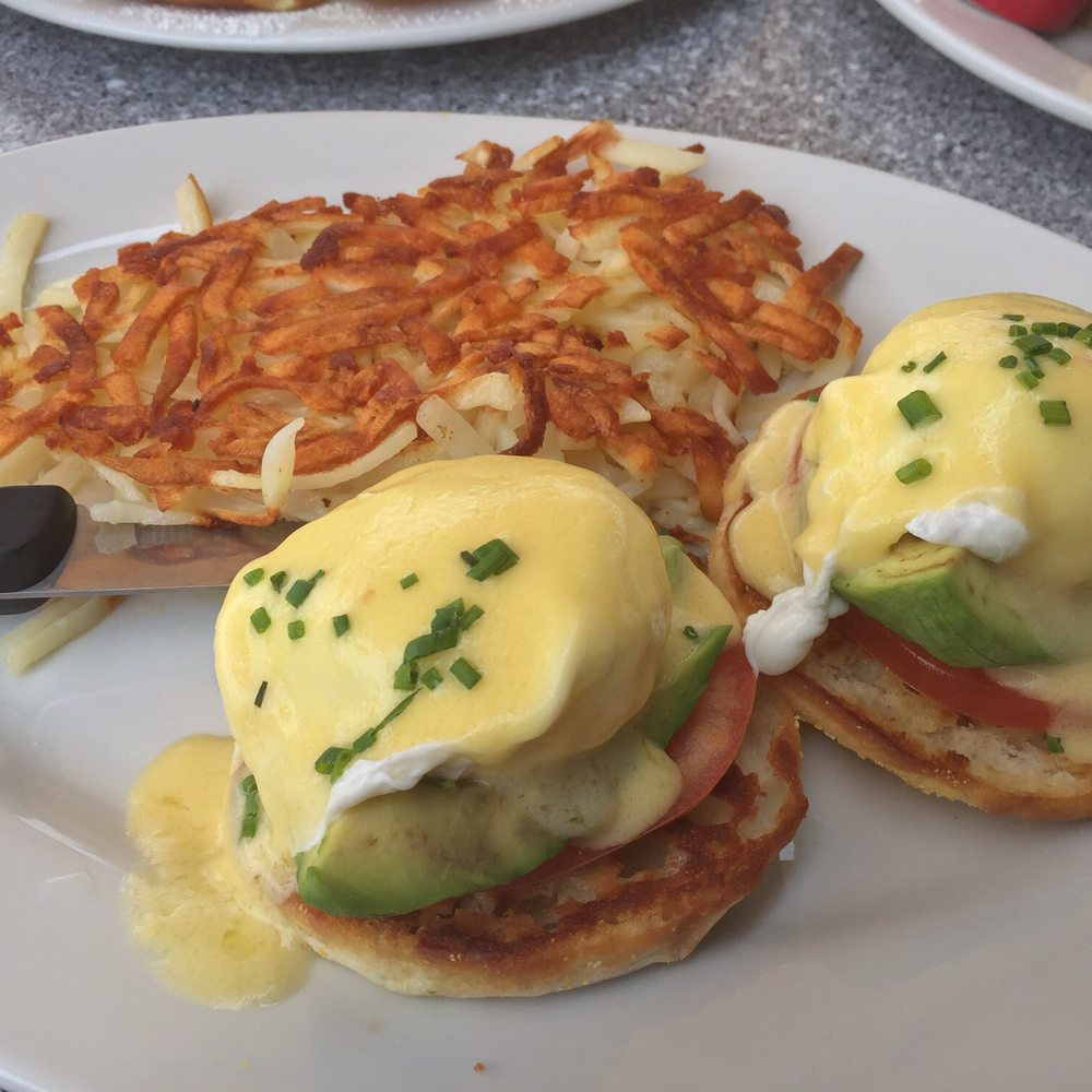 Egg N' Joe - Avocado Benedict with hash browns - American Near Me - Gilbert, Arizona Egg N' Joe - Avocado Benedict with hash browns - American Near Me - Gilbert, Arizona