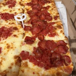 Pepperoni Grandma Pie... Undercooked and soggy.