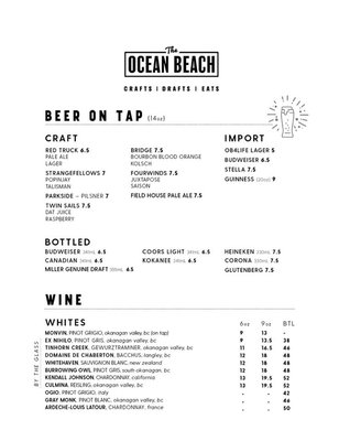 Menu photo 5 The Ocean Beach Crafts, Drafts & Eats White Rock, BC