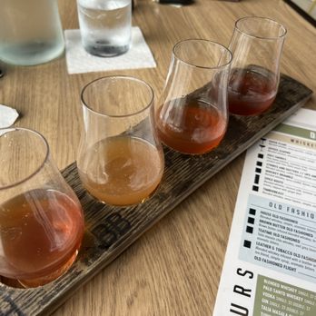 Wonderland Distilling - Old Fashioned Flight 1) Wild Hog 2) Brown Butter 3) Teatime 4) Leather & Tobacco - Cocktail Bars Near Me - Muskegon, Michigan Wonderland Distilling - Old Fashioned Flight 1) Wild Hog 2) Brown Butter 3) Teatime 4) Leather & Tobacco - Cocktail Bars Near Me - Muskegon, Michigan