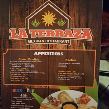La Terraza - a menu for a mexican restaurant - Mexican Near Me - Goldsboro, North Carolina