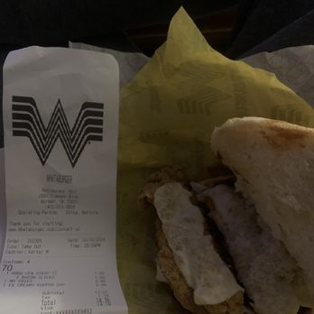 Whataburger - My receipt with the bacon added and the order without bacon - Burgers Near Me - Norman, Oklahoma