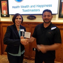 Health Wealth and Happiness Toastmasters - Mari Perez - Best Speaker - Aug 30, 2019