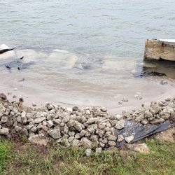 Allied Marine Contractors - Seawall breach after Florence with riprap to be safe during Hurricane Dorian.