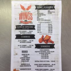 Wings - Menu from 7/5/2020