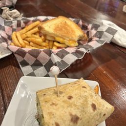 Grilled cheese, fries, turkey wrap. Grilled cheese, fries, turkey wrap.