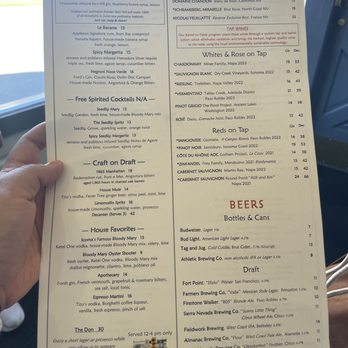 Scoma's Restaurant - Drinks Menu - Seafood Near Me - San Francisco, California