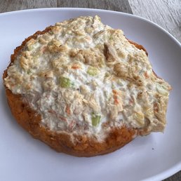 Sweet potato with tuna salad on top