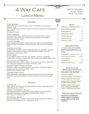 Menu photo 2 4 Way Cafe Flint, TX Menu photo 2 4 Way Cafe Flint, TX