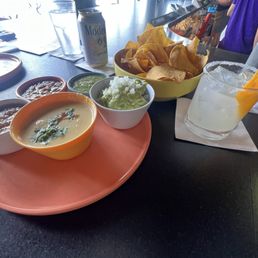 All the dips with a Vals margarita! All the dips with a Vals margarita!
