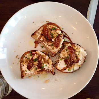 Union - Crostini (house-made goat ricotta, honey dates, pine nuts, chive blossoms, dukka spices) - Italian Near Me - Pasadena, California Union - Crostini (house-made goat ricotta, honey dates, pine nuts, chive blossoms, dukka spices) - Italian Near Me - Pasadena, California