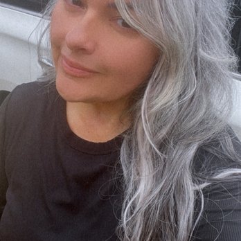 OC Hair Extensions - Natural gray hair with added black and silver highlights. 22" using nano K tips.... - Hair Extensions Near Me - Yorba Linda, California OC Hair Extensions - Natural gray hair with added black and silver highlights. 22" using nano K tips.... - Hair Extensions Near Me - Yorba Linda, California