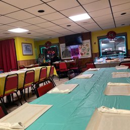 tables and chairs in a restaurant
