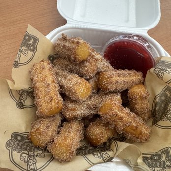 Churrito Loco - 16 piece churro bites with raspberry dipping sauce - Desserts Near Me - Colton, California Churrito Loco - 16 piece churro bites with raspberry dipping sauce - Desserts Near Me - Colton, California