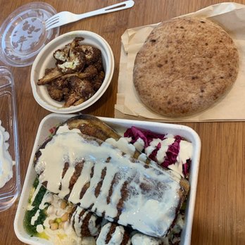 Soom Soom - Sabich Eggplant Platter with falafel and cauliflower shawarma - Falafel Near Me - New York, New York Soom Soom - Sabich Eggplant Platter with falafel and cauliflower shawarma - Falafel Near Me - New York, New York