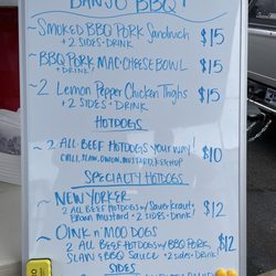 Banjo BBQ - Pulled pork and menu