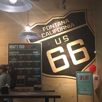 MOD Pizza - Cool Route 66 Fontana mural...but don't be fooled. It's not actually on Route 66. - Pizza Near Me - Fontana, California MOD Pizza - Cool Route 66 Fontana mural...but don't be fooled. It's not actually on Route 66. - Pizza Near Me - Fontana, California