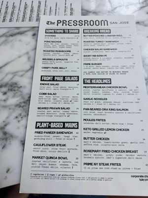 Menu photo 4 The Pressroom San Jose, CA Menu photo 4 The Pressroom San Jose, CA