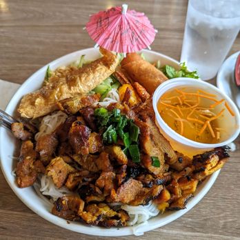 Bone & Broth - Vermicelli bowl with grilled pork & shrimp plus egg roll - Vietnamese Near Me - Ontario, California Bone & Broth - Vermicelli bowl with grilled pork & shrimp plus egg roll - Vietnamese Near Me - Ontario, California
