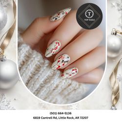 Top Nails - "Shine bright with holiday glitter A beautiful set that matches every Christmas party. Treat yourself to festive nails
Book today"