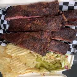 The Smokey Cow - Pork ribs, chips, slaw and pickles