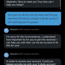 AT&T Internet - Conversations between Charles and Alejandro