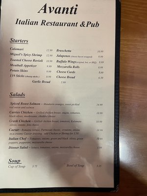 Menu photo 2 Avantis Italian Restaurant & Pub Verona, WI Menu photo 2 Avantis Italian Restaurant & Pub Verona, WI