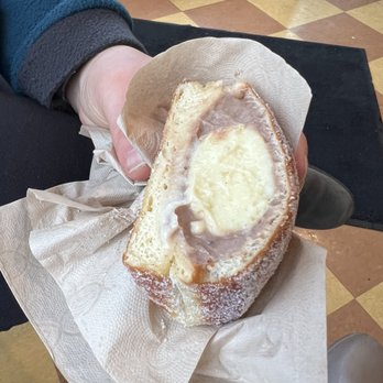 Kismet Bagels Luncheonette - Penn Valley - Chocolate and vanilla doughnut cut in half - Bagels Near Me - Penn Valley, Pennsylvania