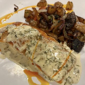 Cahill Bistro - Salmon with fingerlings and a yummy lemon dill cream sauce! - Latin American Near Me - Edina, Minnesota