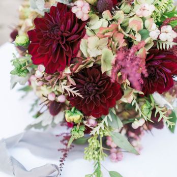 The Flower Lady - Maroon Dahlias and Hydrangeas were the stars in my bouquet. - Nurseries & Gardening Near Me - Paso Robles, California The Flower Lady - Maroon Dahlias and Hydrangeas were the stars in my bouquet. - Nurseries & Gardening Near Me - Paso Robles, California