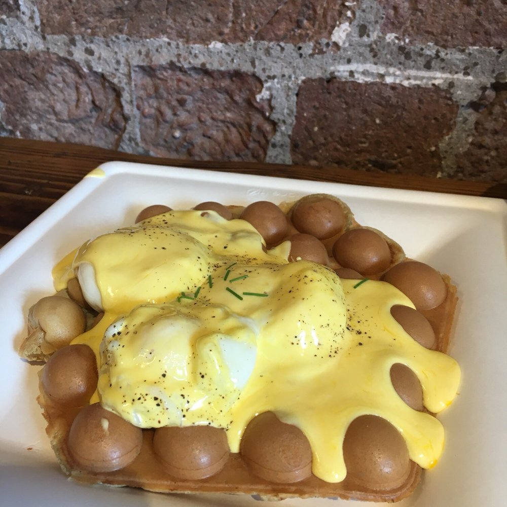 Puffle Waffle - Eggs Benedict. I love this dish and I have to say this might be the best I've ever had!! - Waffles Near Me - Liverpool, XMS