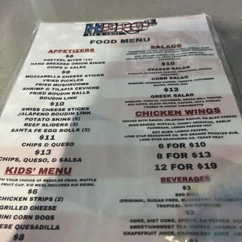 Hero's Bar & Grill - Menu - Sports Bars Near Me - Spring, Texas Hero's Bar & Grill - Menu - Sports Bars Near Me - Spring, Texas