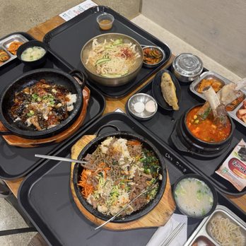 Cho Dang Tofu House - our lunch spread - Korean Near Me - Irvine, California